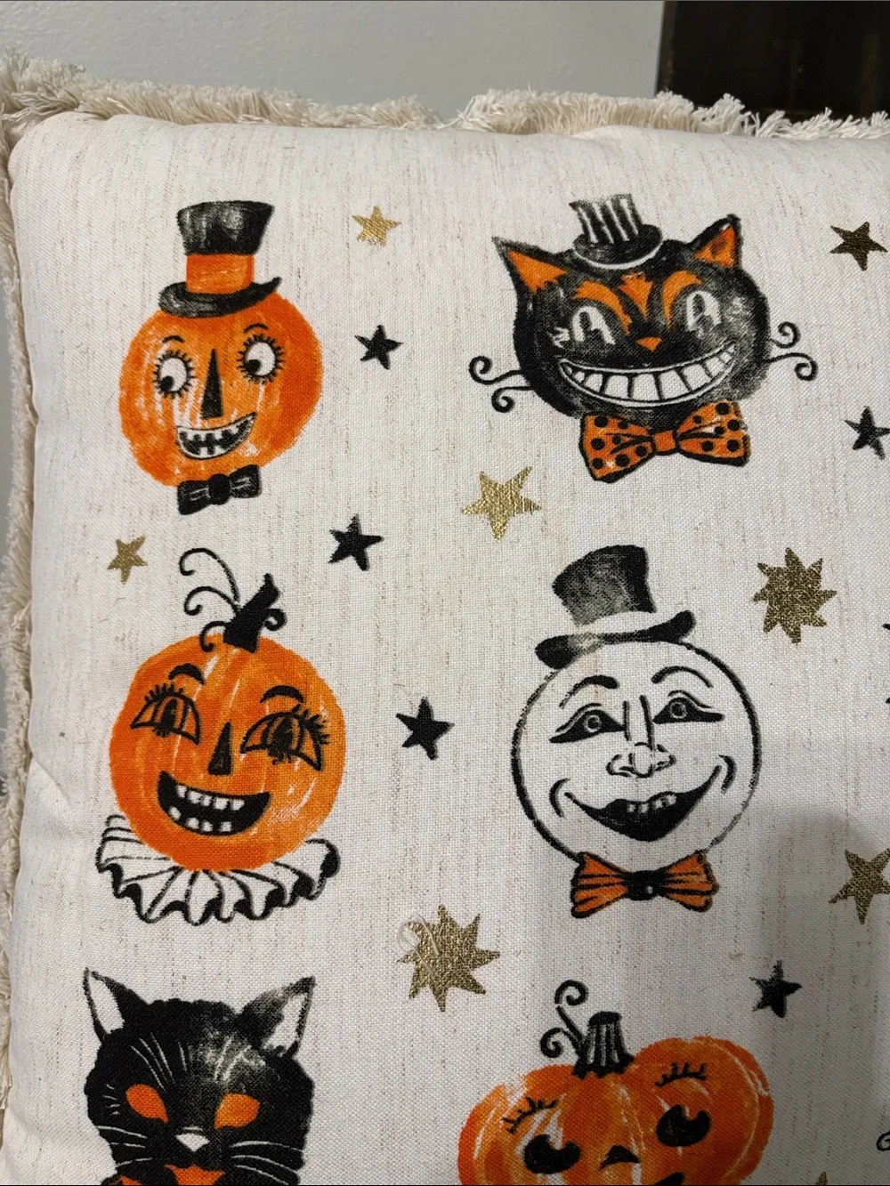 Living Soft, Vintage Retro Beistle Inspired Halloween Fringe Throw Pillow NWT